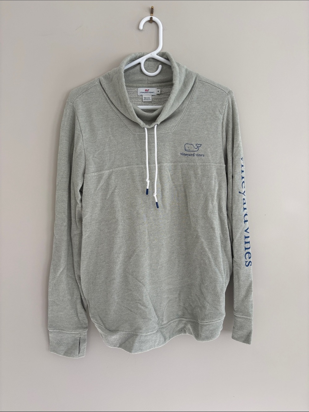 Vineyard Vines Green Funnel Pullover with Navy Logo and Sleeve Print